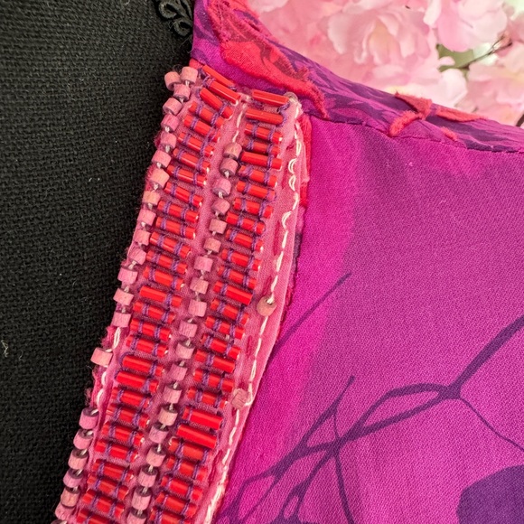 Hale bob Silk Beaded Fuchsia pink  floral blouse Sample Size=small - Picture 5 of 11